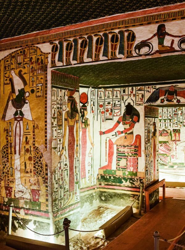 Explore the vivid ancient Egyptian tomb artistry in Valley of the Queens, showcasing historic Egyptian culture.